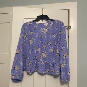 Candie’s Purple Floral Cropped Blouse